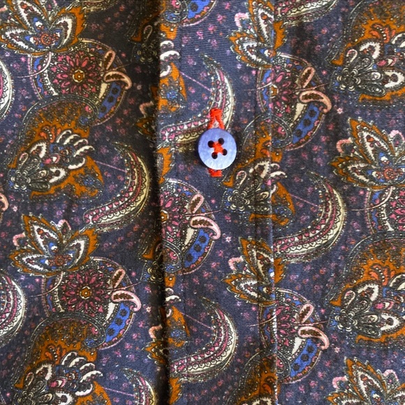 Jermyn & Bond Men’s Shirt Modern Fit Button Down Flip Cuff 100% Cotton Paisley - Picture 3 of 5